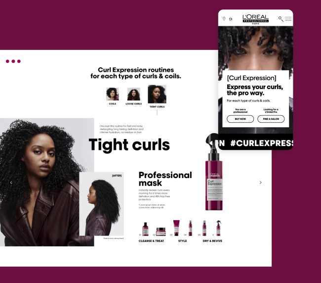 Landing Page Curl Expression l'Oréal Professionnel